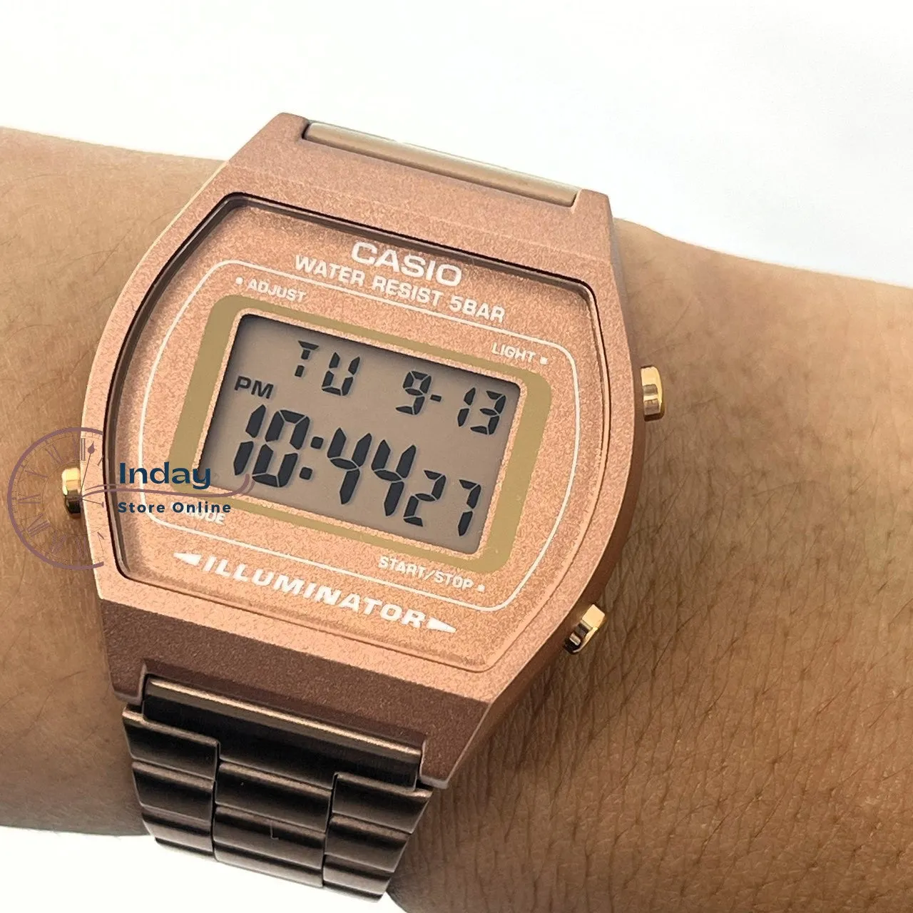 Casio Vintage Women's Watch B640WC-5A Rose Gold Plated Stainless Steel Self-adjustable Band