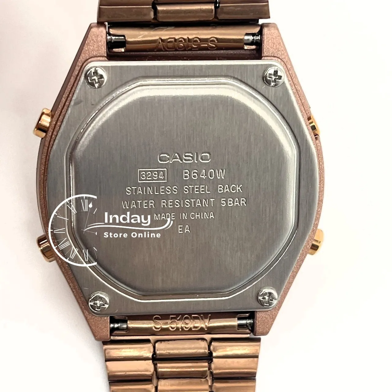 Casio Vintage Women's Watch B640WC-5A Rose Gold Plated Stainless Steel Self-adjustable Band