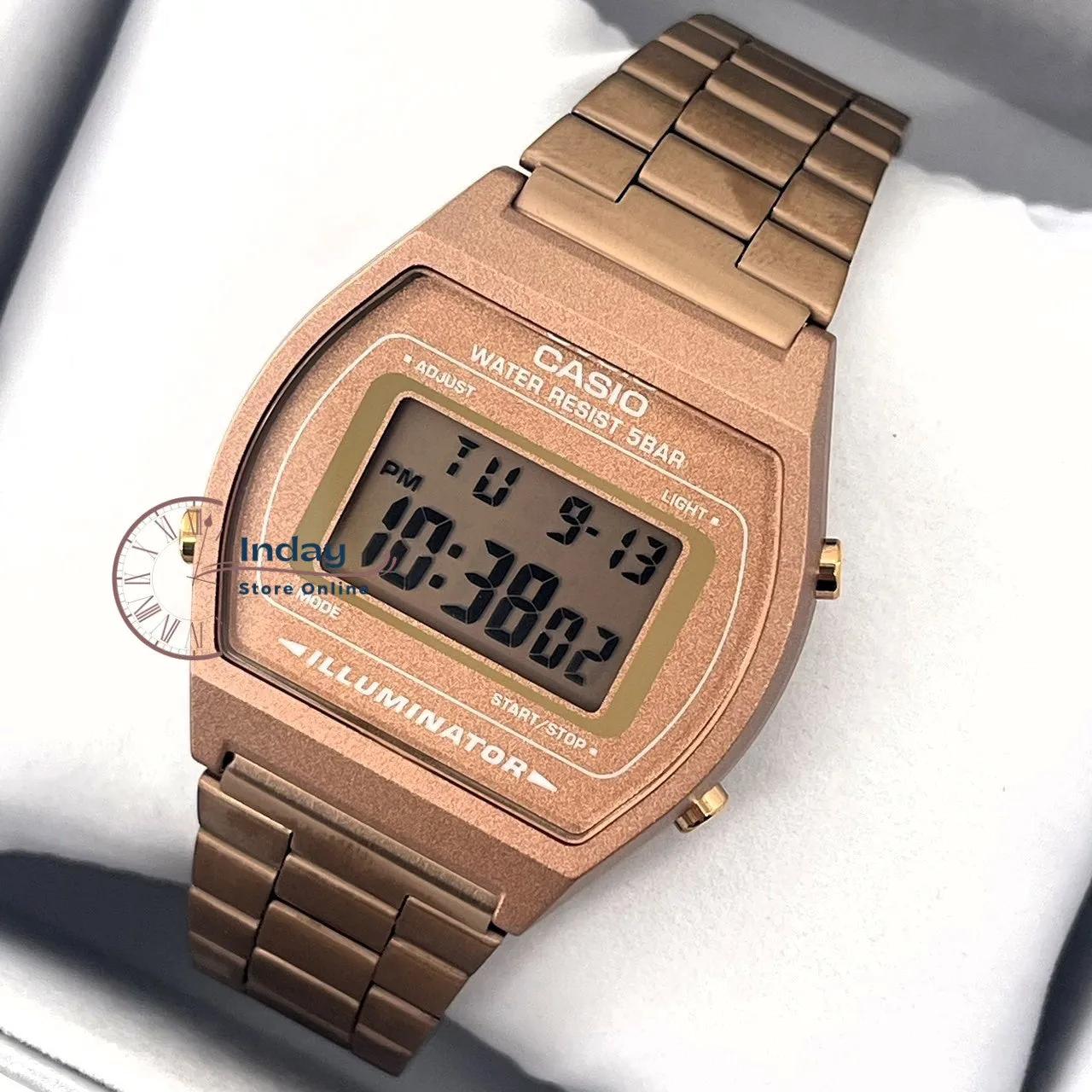 Casio Vintage Women's Watch B640WC-5A Rose Gold Plated Stainless Steel Self-adjustable Band