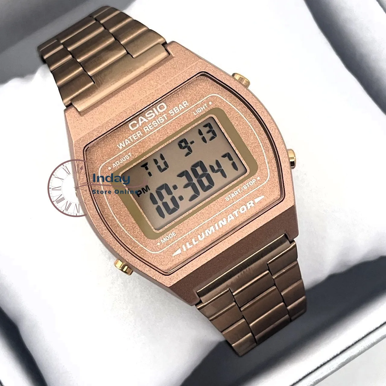 Casio Vintage Women's Watch B640WC-5A Rose Gold Plated Stainless Steel Self-adjustable Band
