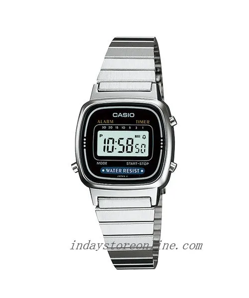 Casio Vintage Women's Watch LA670WA-1D Best Seller Silver Plated Stainless Steel Self-adjustable Band