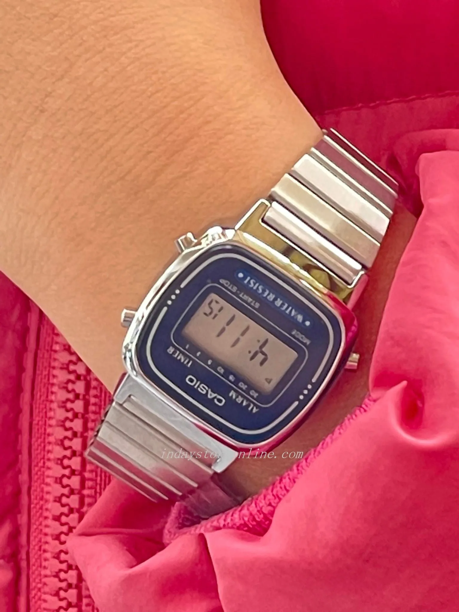 Casio Vintage Women's Watch LA670WA-2D Best Seller Silver Plated Stainless Steel Self-adjustable Band