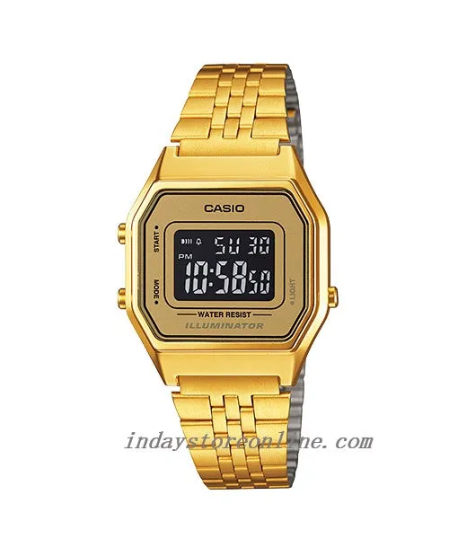 Casio Vintage Women's Watch LA680WGA-9B  Gold Plated Stainless Steel Strap Self-adjustable Band