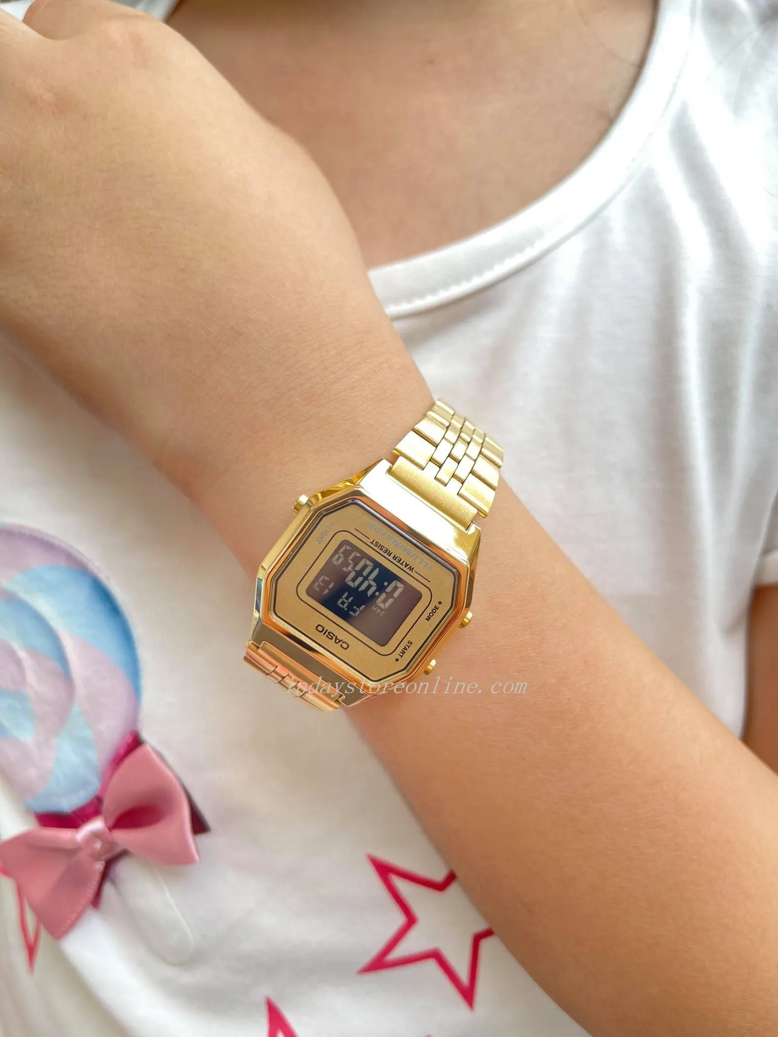 Casio Vintage Women's Watch LA680WGA-9B  Gold Plated Stainless Steel Strap Self-adjustable Band