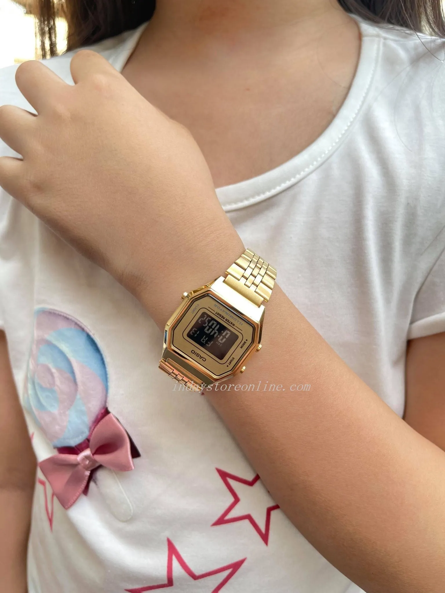 Casio Vintage Women's Watch LA680WGA-9B  Gold Plated Stainless Steel Strap Self-adjustable Band