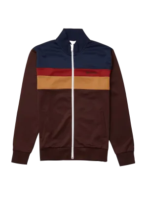 Chandal de tricot con cremallera y color block burdeos
