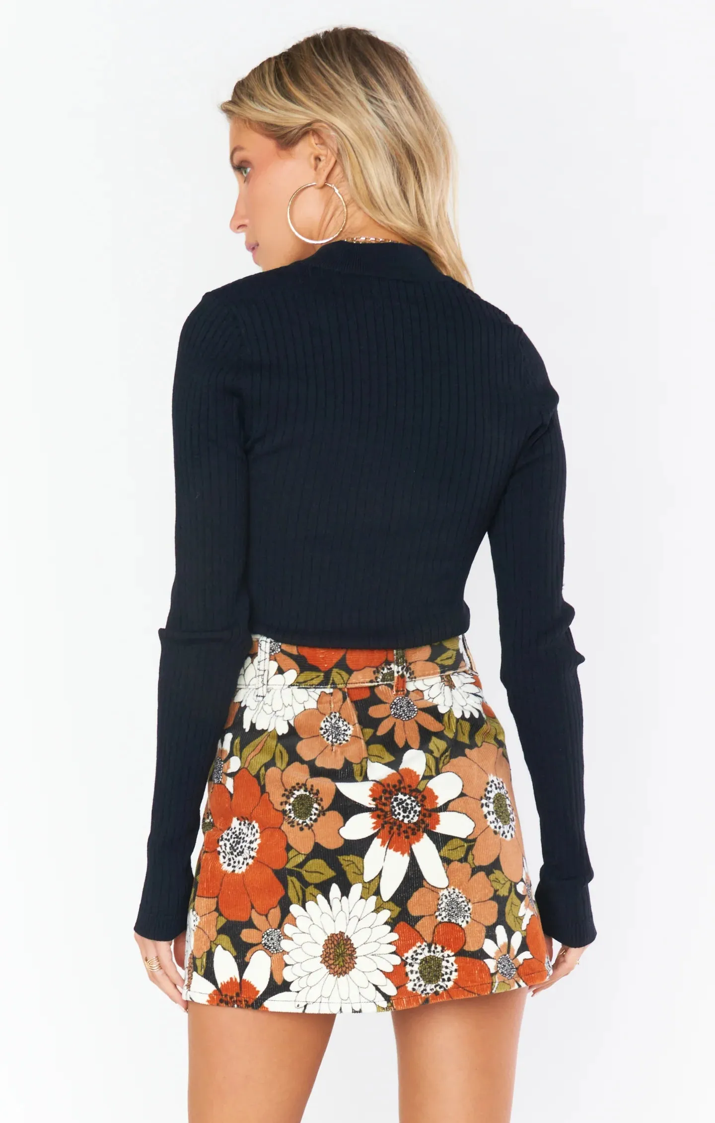 Charlie Zip Sweater in Black Rib Knit