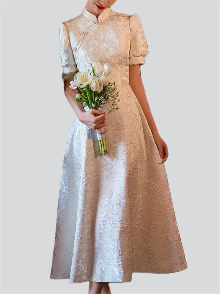 Chinese Style Elegant Engagement Wedding Bridal Qipao Dress