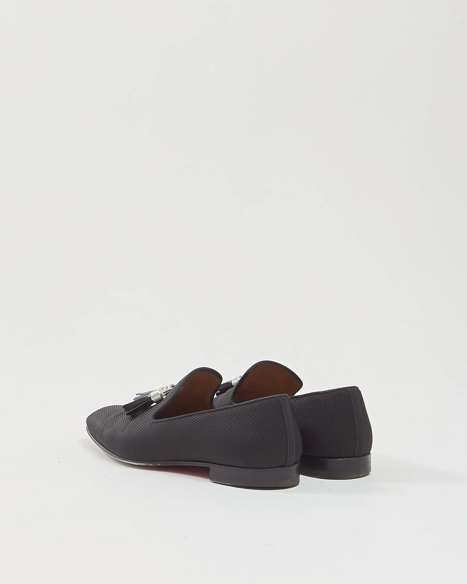 Christian Louboutin Black Rivalion Flat Nylon Pique Men’s Loafers - 45