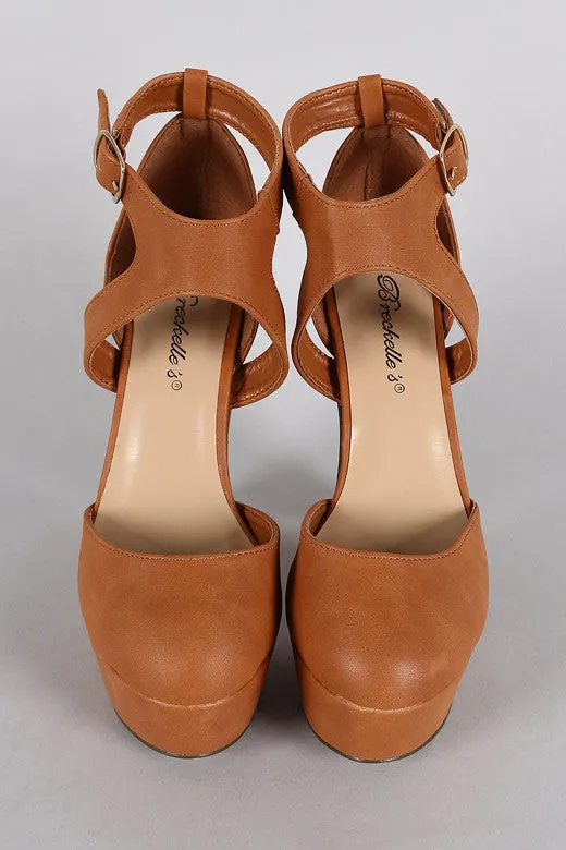 Chunky Tan Ankle Strap Heels