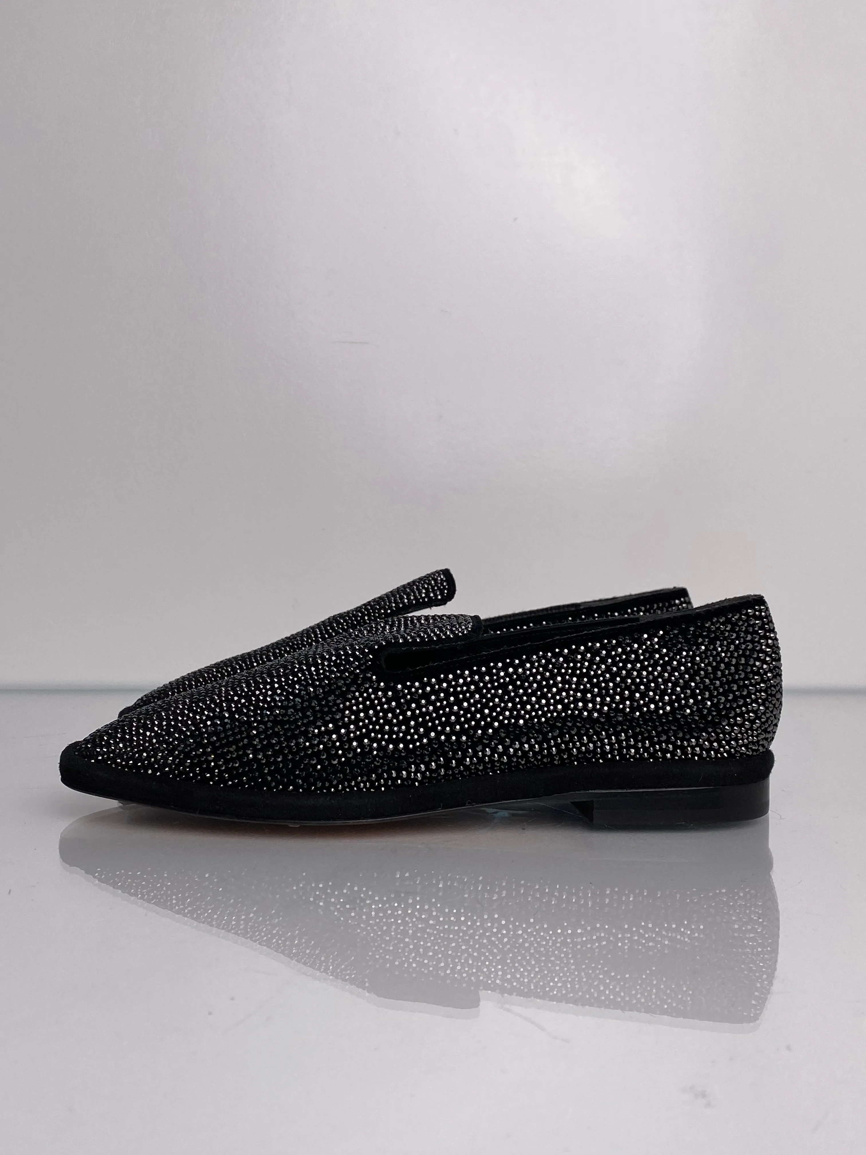 Clergerie Oline Black Crystal Loafers, 36.5