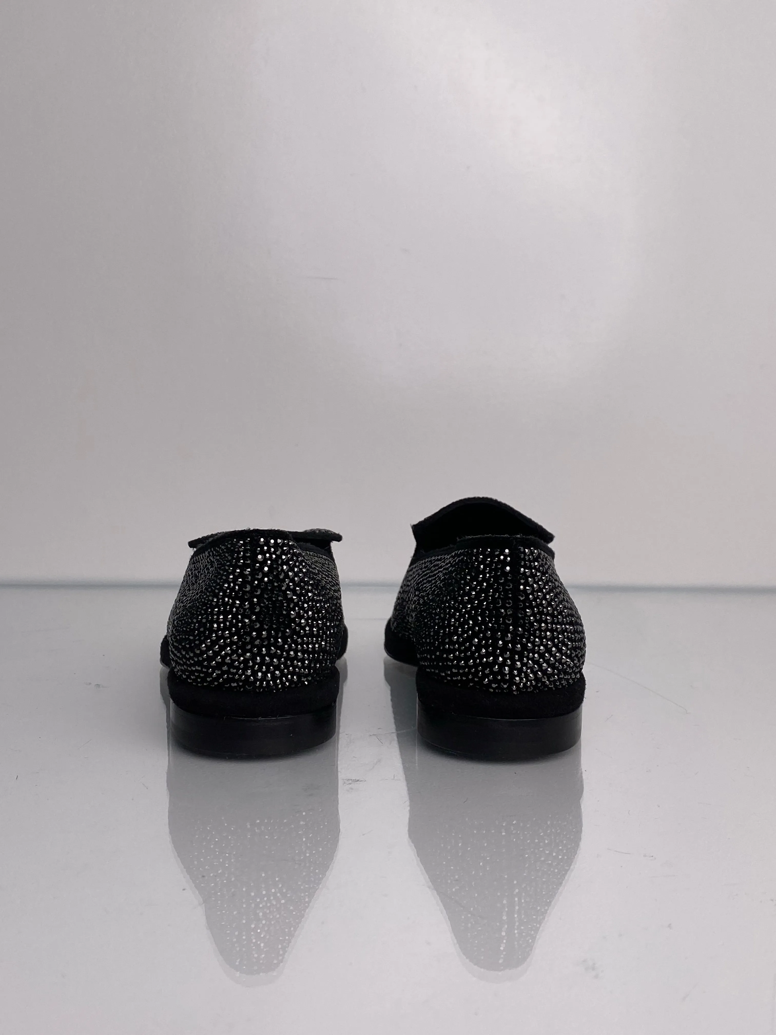 Clergerie Oline Black Crystal Loafers, 36.5