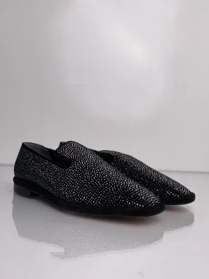 Clergerie Oline Black Crystal Loafers, 36.5