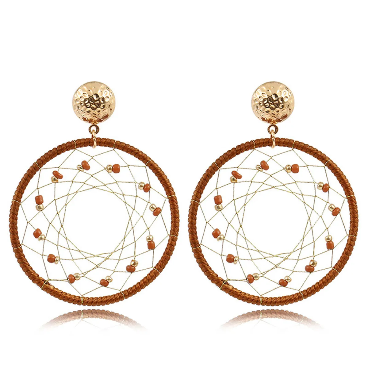 Coffee Polyster & Howlite 18K Gold-Plated Web Drop Earrings
