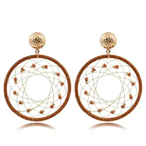 Coffee Polyster & Howlite 18K Gold-Plated Web Drop Earrings