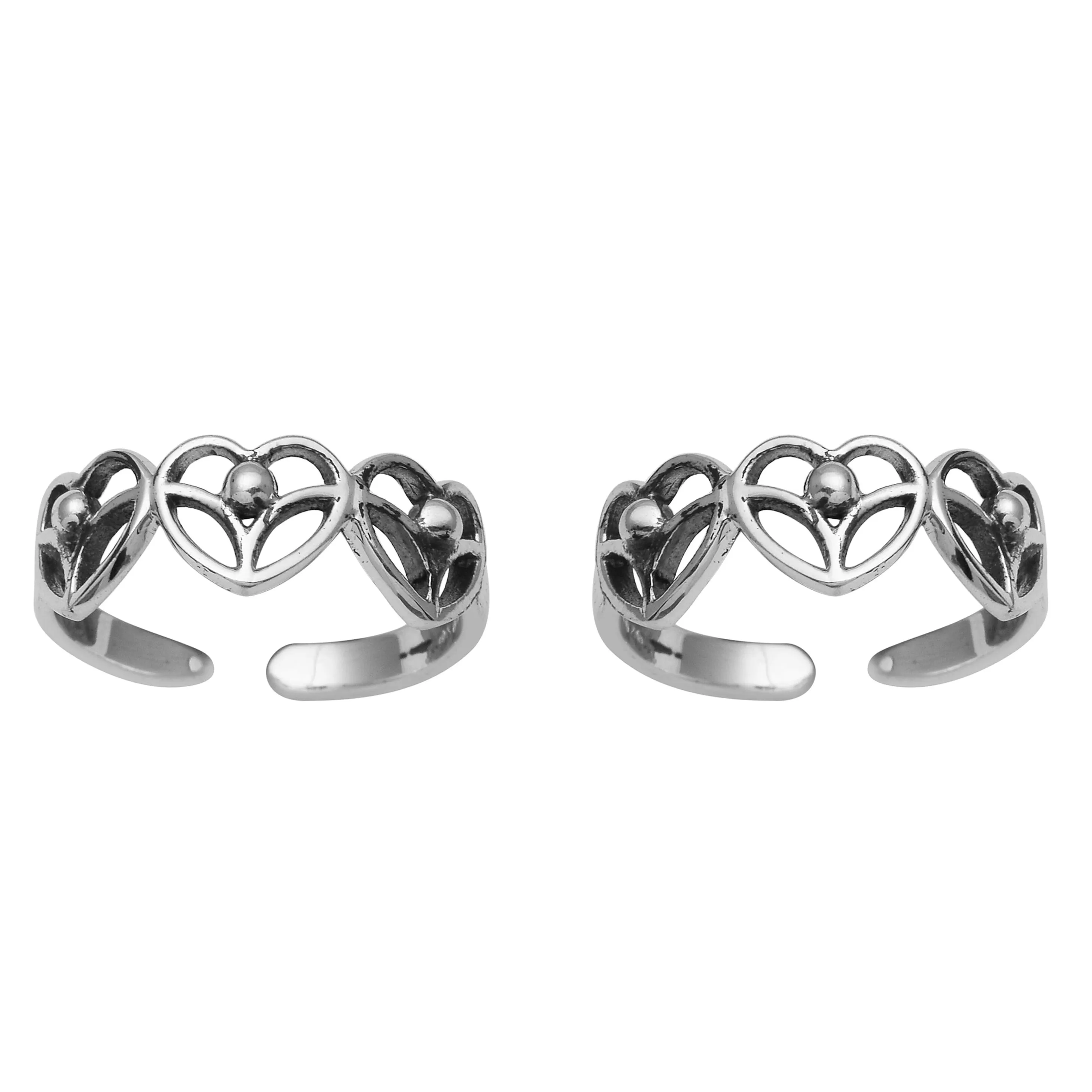 Comfortable Heart Style Toe Ring 925 Silver Open Adjustable Toe Ring Gross Weight 3.30