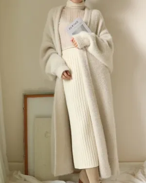 Comfy Elegant Lantern Sleeve Knitting Cardigan