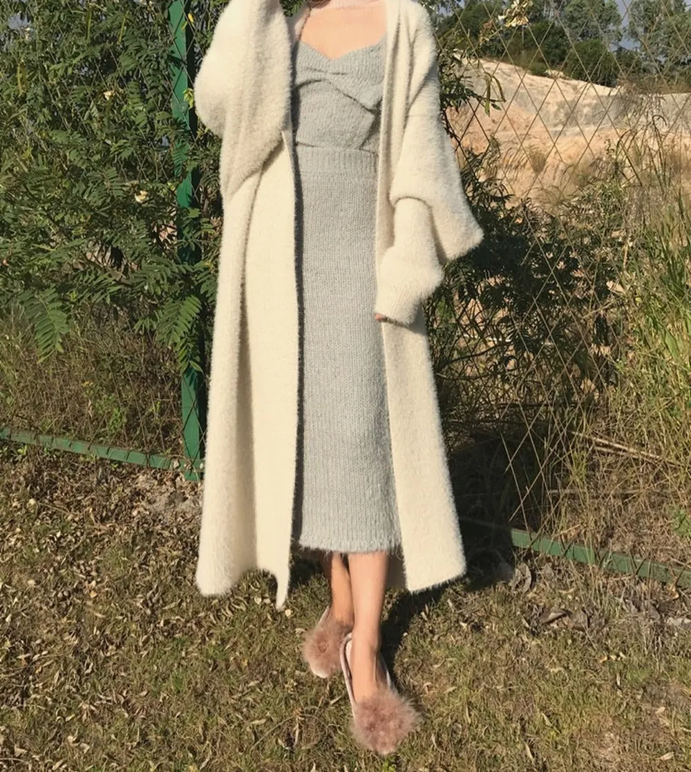 Comfy Elegant Lantern Sleeve Knitting Cardigan