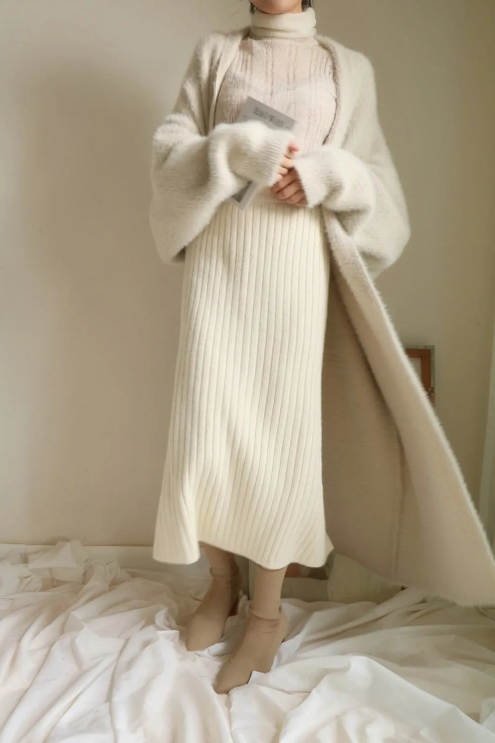 Comfy Elegant Lantern Sleeve Knitting Cardigan