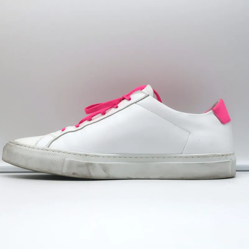 Common Projects Retro Low Fluo Sneakers White & Neon Pink Leather Size 41