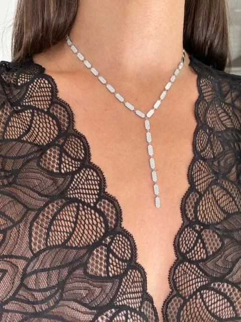 Confetti Lariat - Half Diamond | White Gold