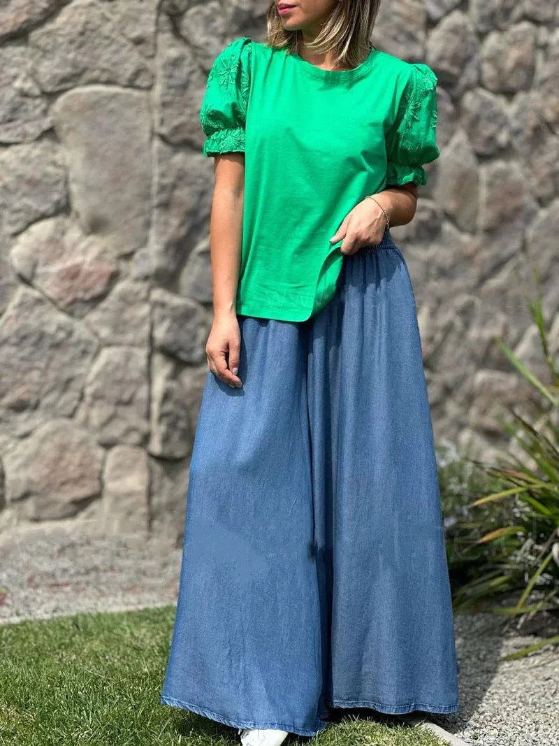 Cotton Wide Leg Pants