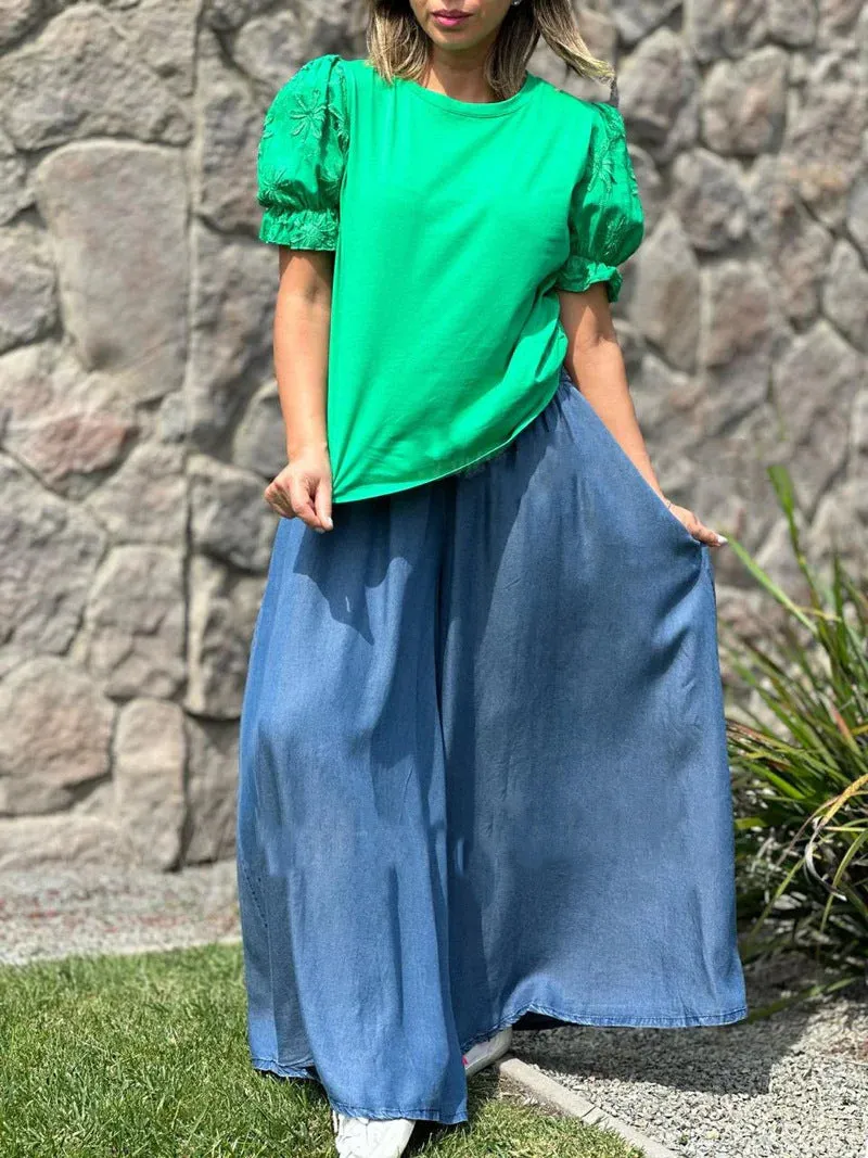Cotton Wide Leg Pants