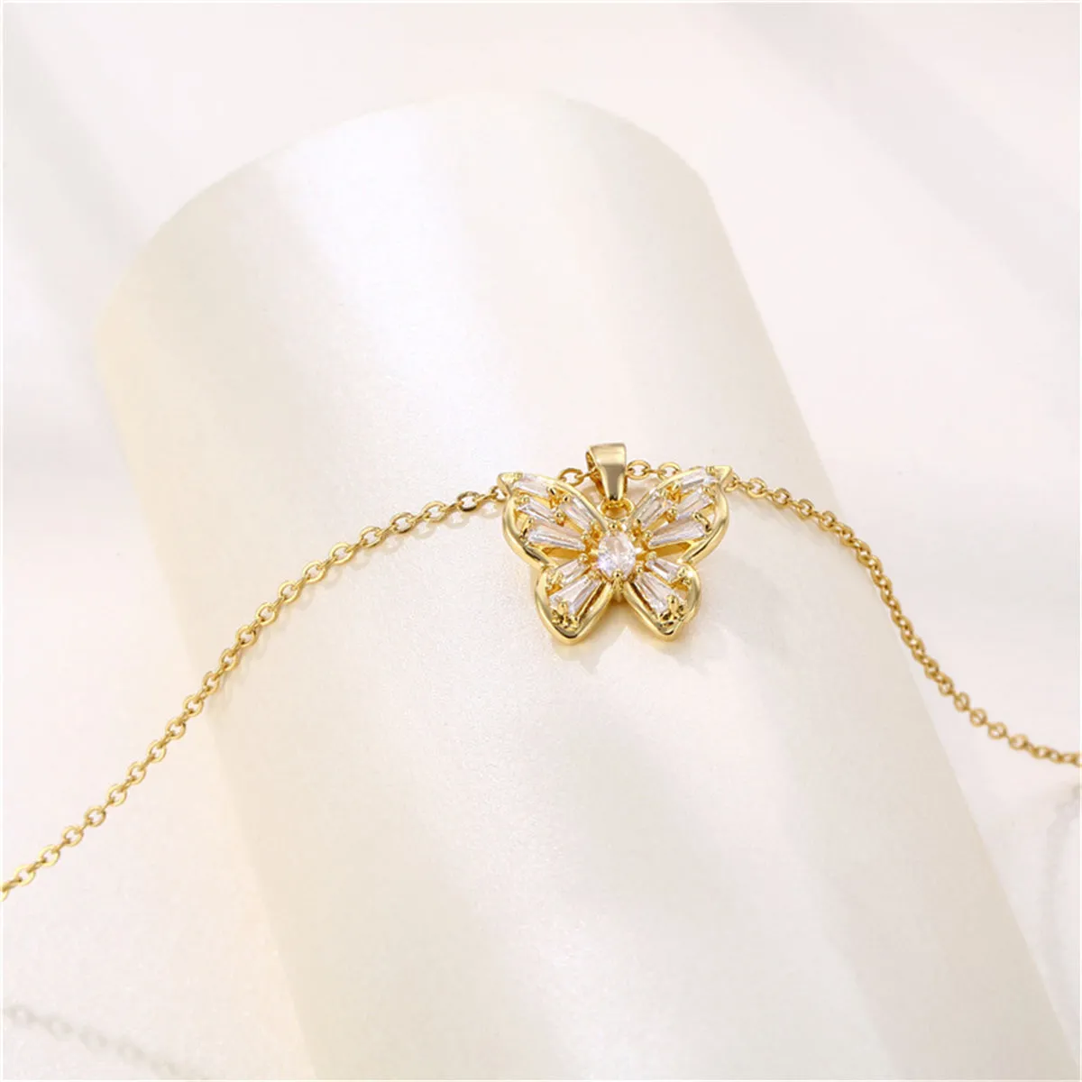 Crystal & 18K Gold-Plated Butterfly Pendant Necklace