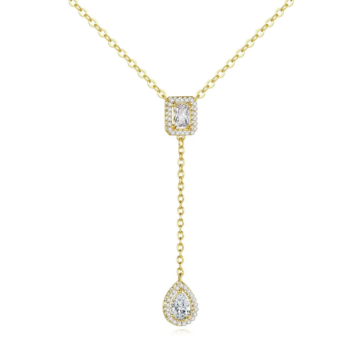 Crystal & Cubic Zirconia 18K Gold-Plated Drop Pendant Necklace