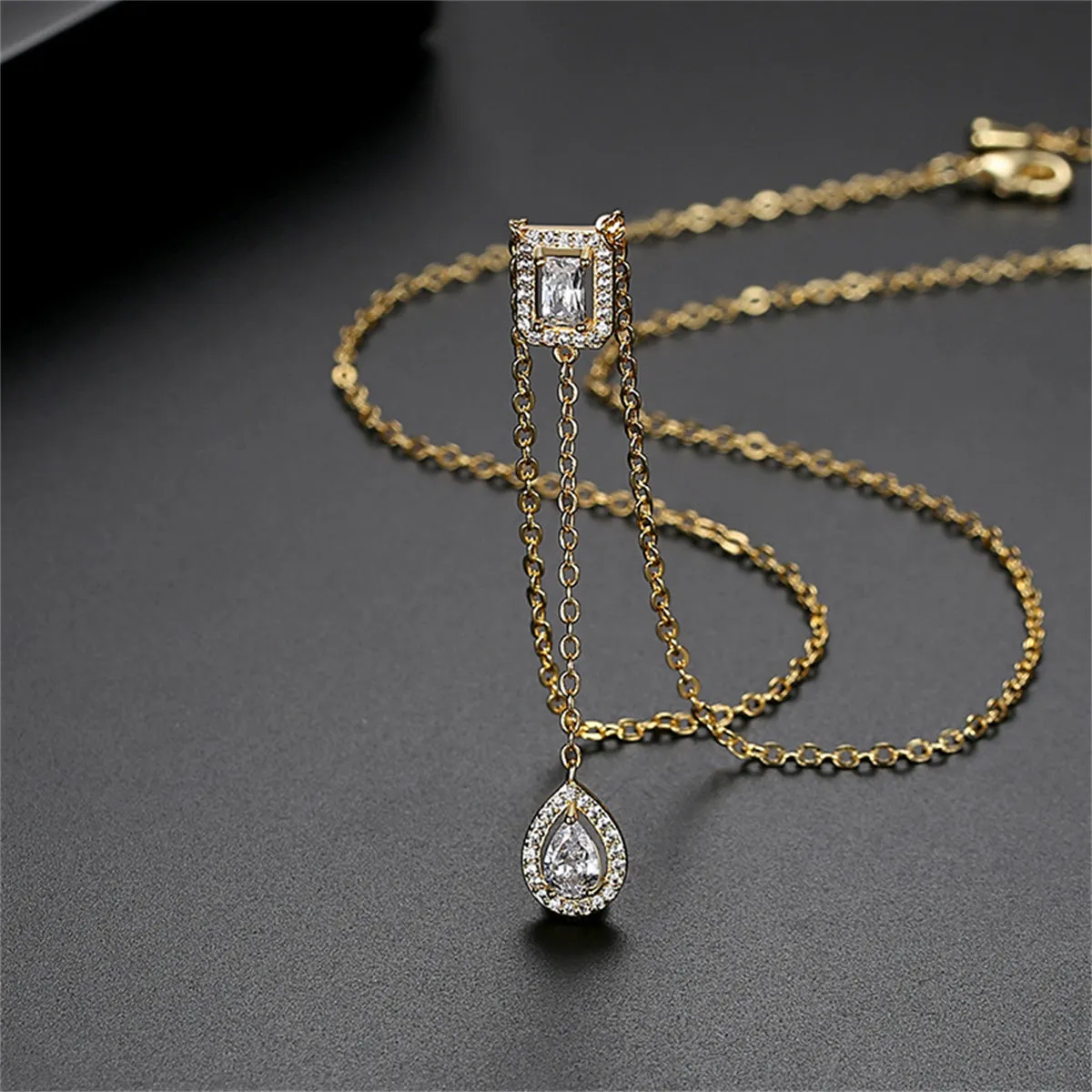 Crystal & Cubic Zirconia 18K Gold-Plated Drop Pendant Necklace