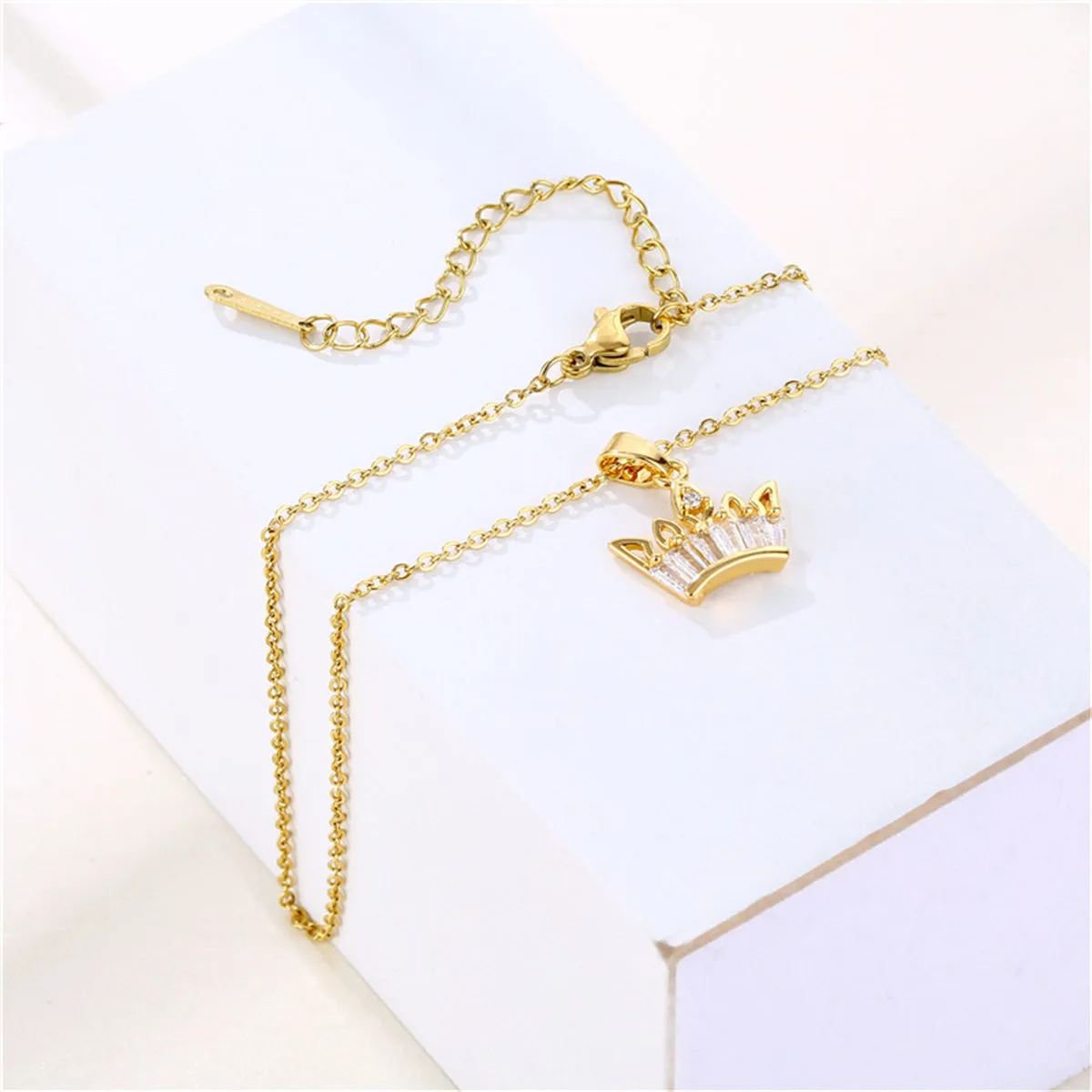 Crystal & Cubic Zirconia Crown Pendant Necklace