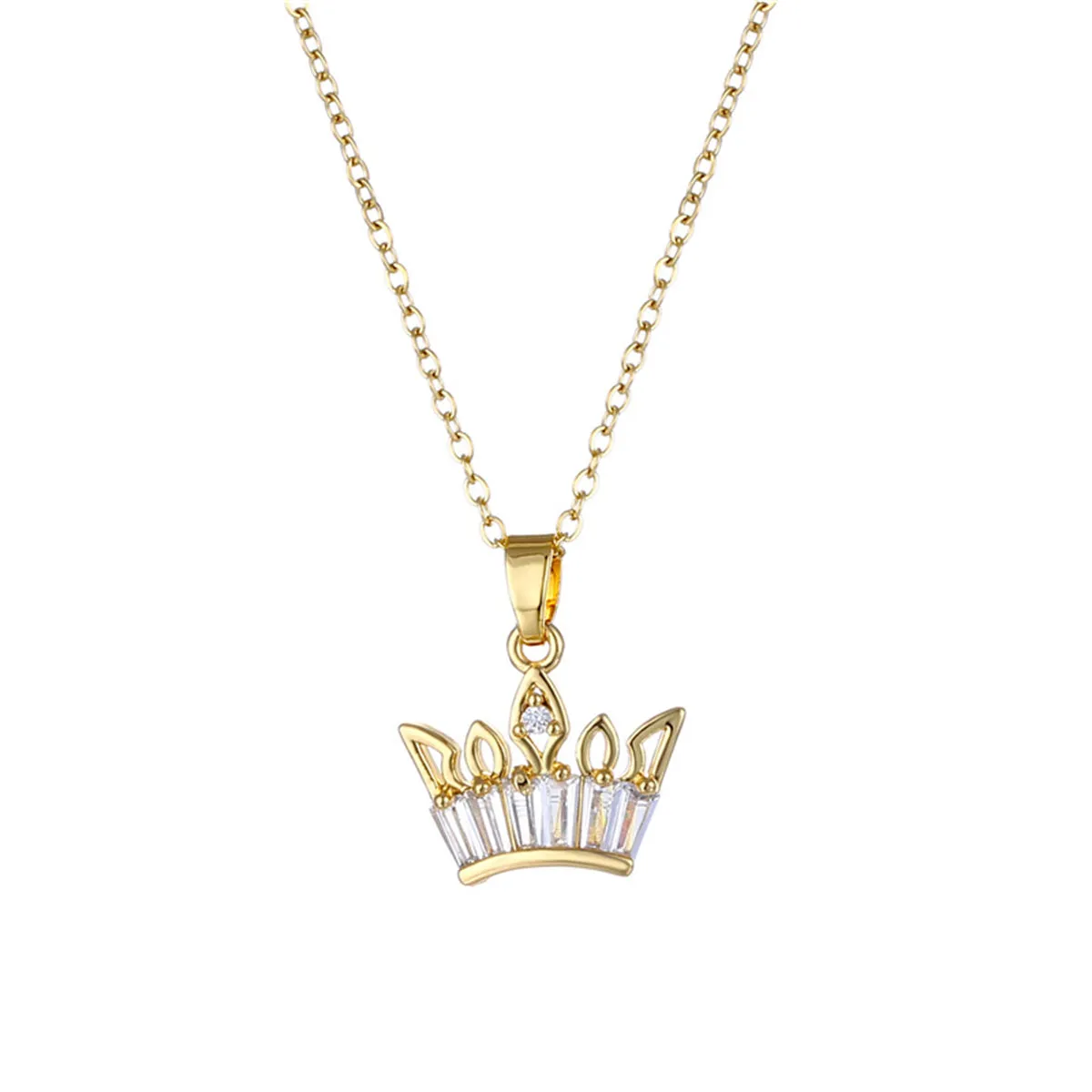 Crystal & Cubic Zirconia Crown Pendant Necklace