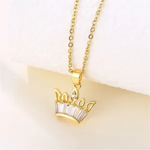 Crystal & Cubic Zirconia Crown Pendant Necklace