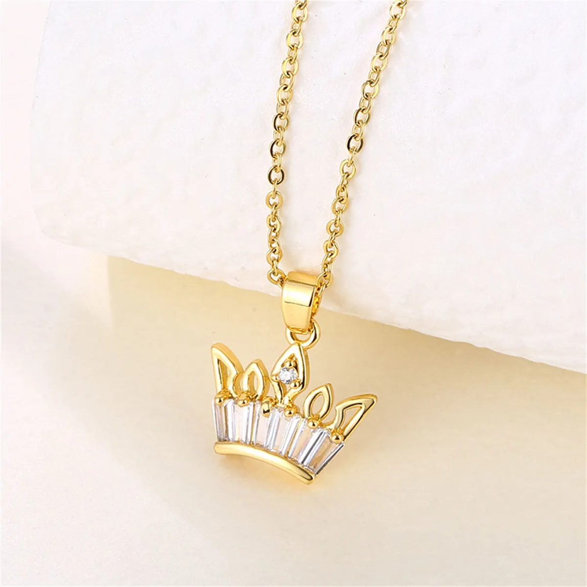 Crystal & Cubic Zirconia Crown Pendant Necklace