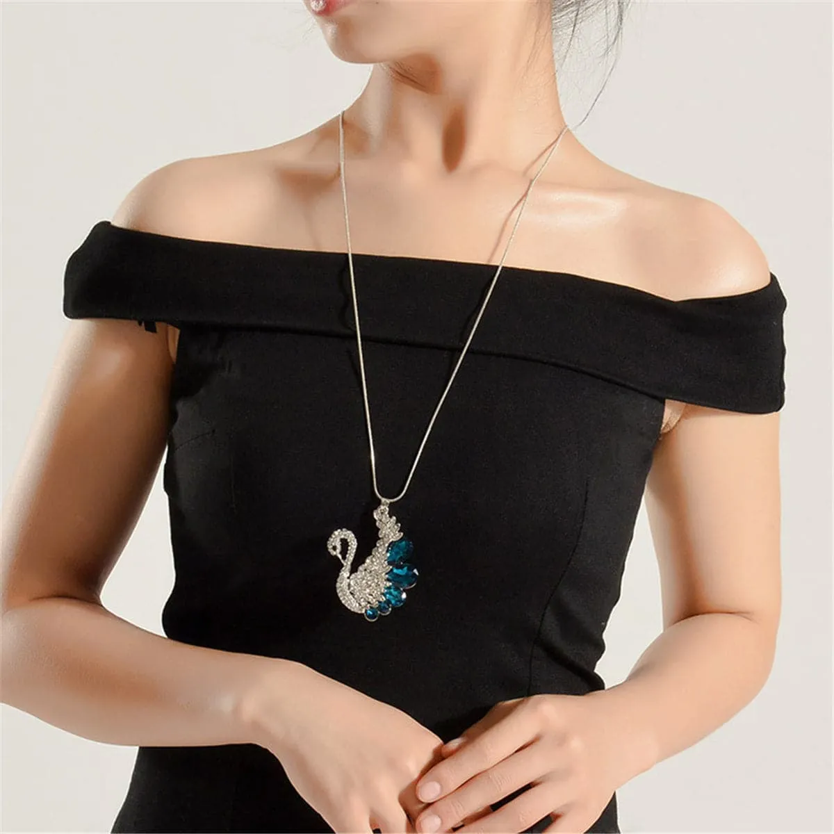 Crystal & Cubic Zirconia Goose Pendant Necklace