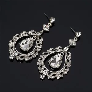 Crystal & Cubic Zirconia Openwork Pear Drop Earrings