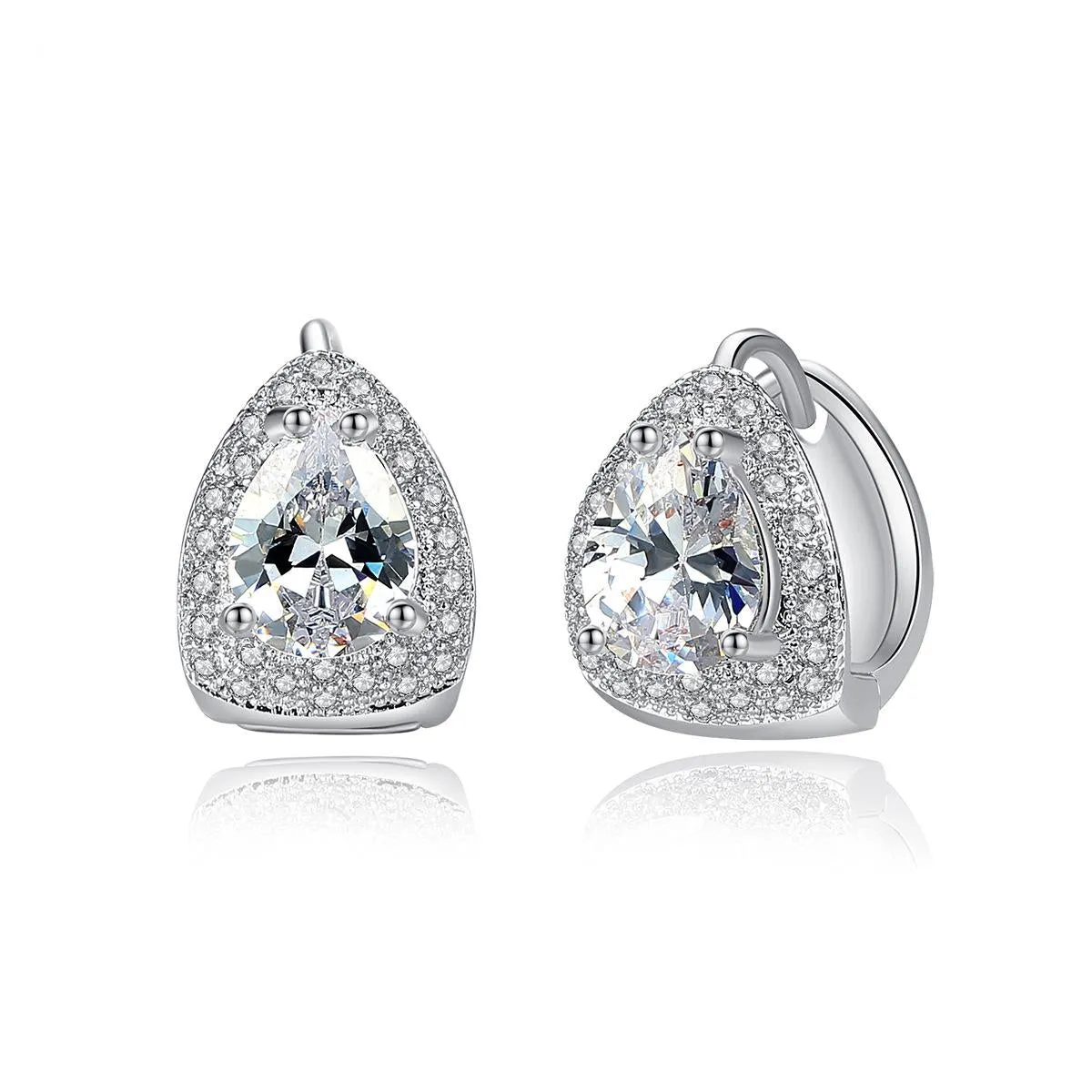 Crystal & Cubic Zirconia Pear-Cut Huggie Earrings