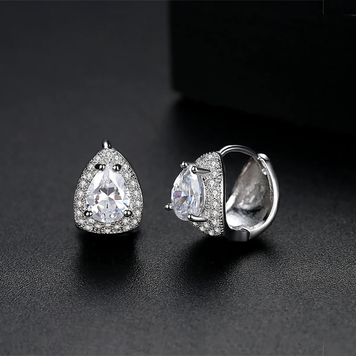 Crystal & Cubic Zirconia Pear-Cut Huggie Earrings