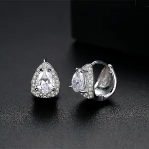 Crystal & Cubic Zirconia Pear-Cut Huggie Earrings