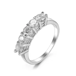 Crystal & Silver-Plated Five-Stone Ring