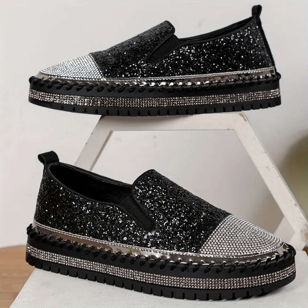 Crystal loafers voor vrouwen, 3 cm hak, comfortabele plateauschoenen
