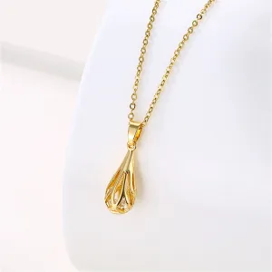 Cubic Zirconia & 18K Gold-Plated Drop Pendant Necklace