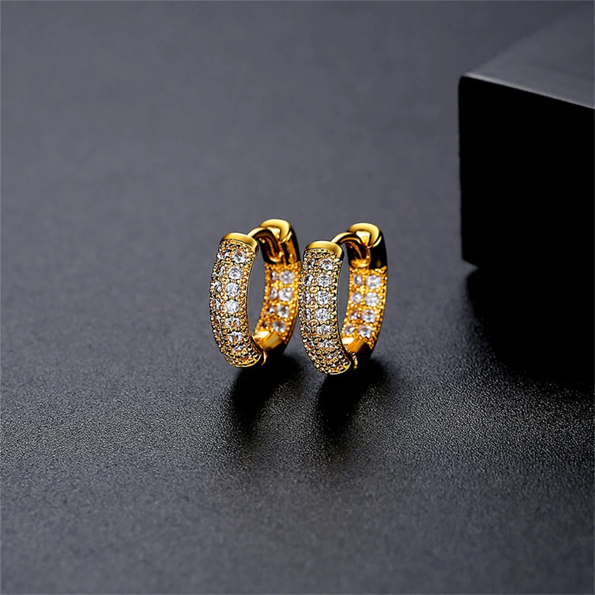 Cubic Zirconia & 18K Gold-Plated Huggie Earrings