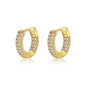 Cubic Zirconia & 18K Gold-Plated Huggie Earrings
