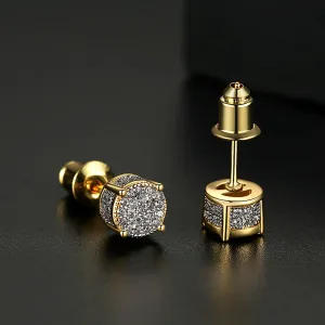 Cubic Zirconia & 18K Gold-Plated Stud Earrings
