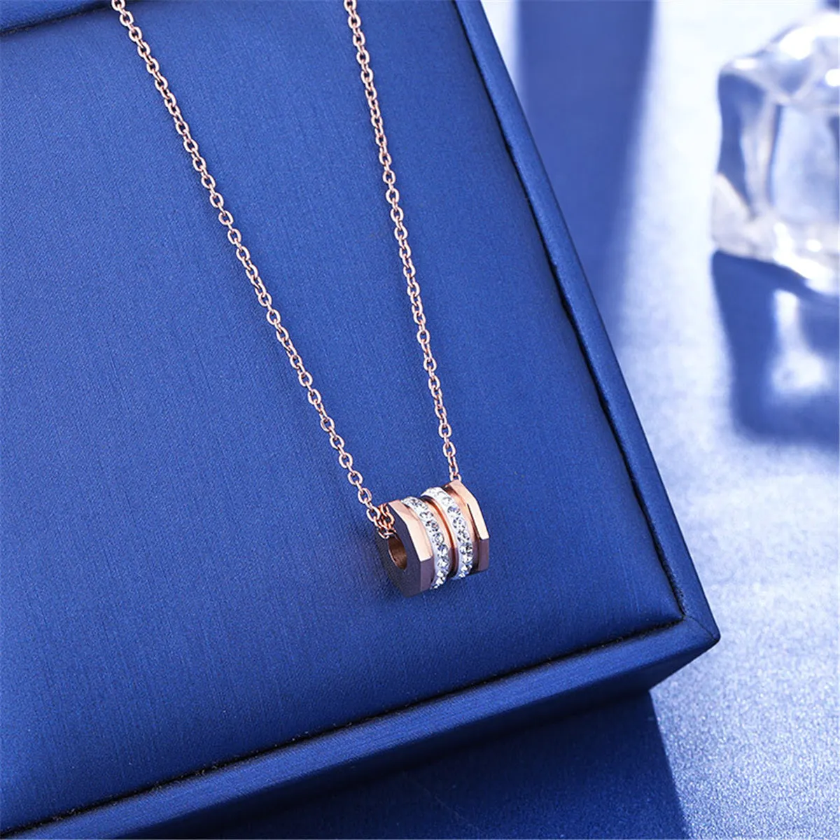 Cubic Zirconia & 18K Rose Gold-Plated Pavé Coil Pendant Necklace