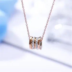Cubic Zirconia & 18K Rose Gold-Plated Pavé Coil Pendant Necklace