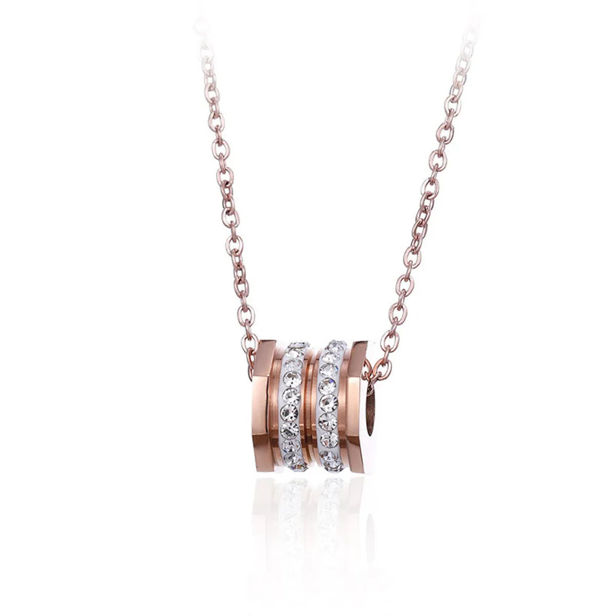 Cubic Zirconia & 18K Rose Gold-Plated Pavé Coil Pendant Necklace