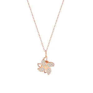 Cubic Zirconia & 18K Rose Gold-Plated Windmill Pendant Necklace