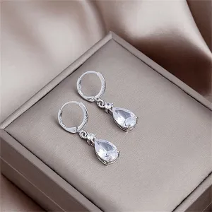 Cubic Zirconia & Crystal Drop Huggie Earrings